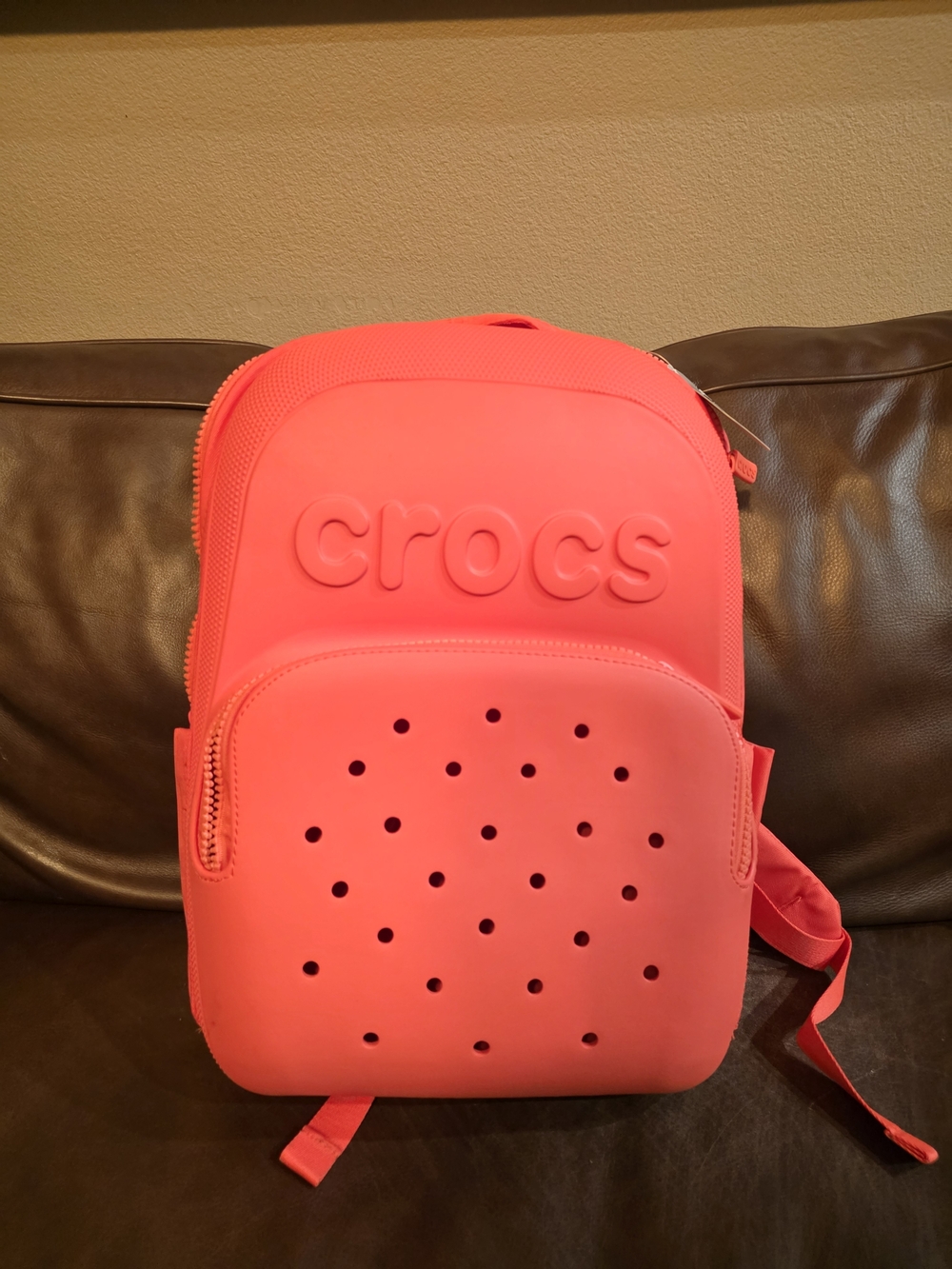 CROCS Coral Pink EVA Backpack with Vent Hole Front Pocket